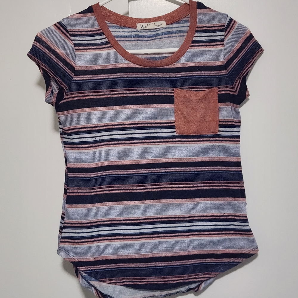 Cute Striped Blue And Coral Knit Tee